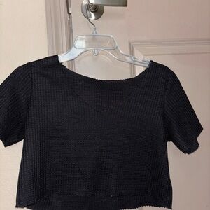 Waffle Knits Women's Cropped T